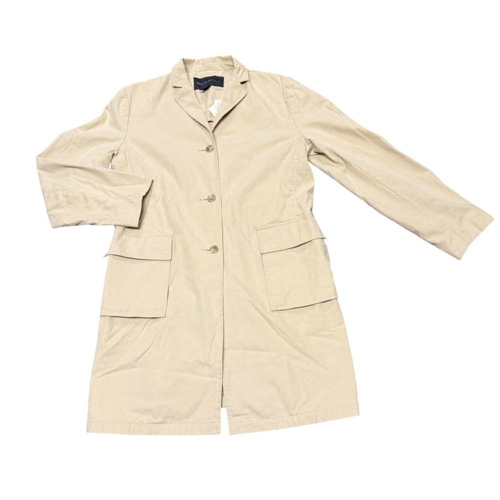 Banana Republic Women M Short Trench Jacket Khaki Cotton 4-Pocket Utility NWT